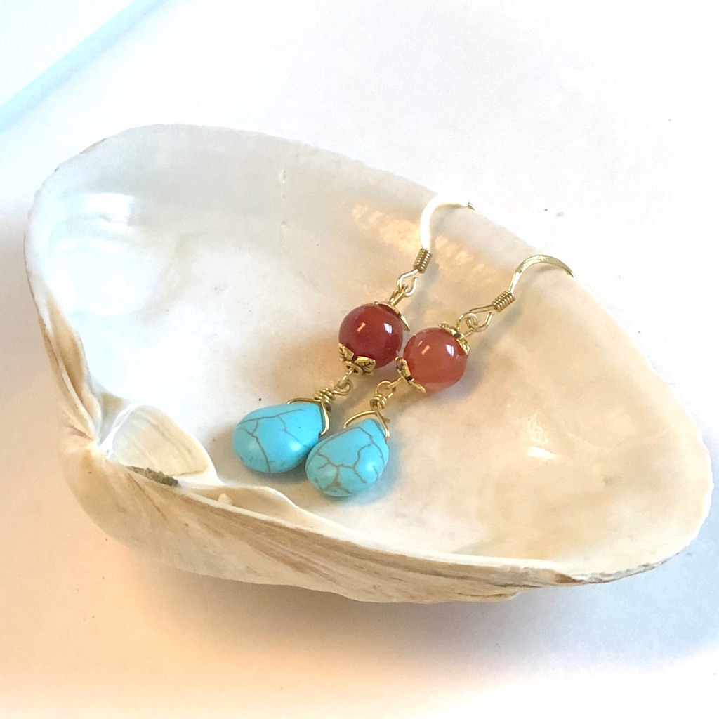 Turquoise & Carnelian Earring